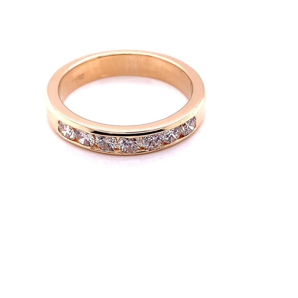 14K Solid Yellow Gold Diamond Channel Set Diamond Ring - Picture 1 of 5